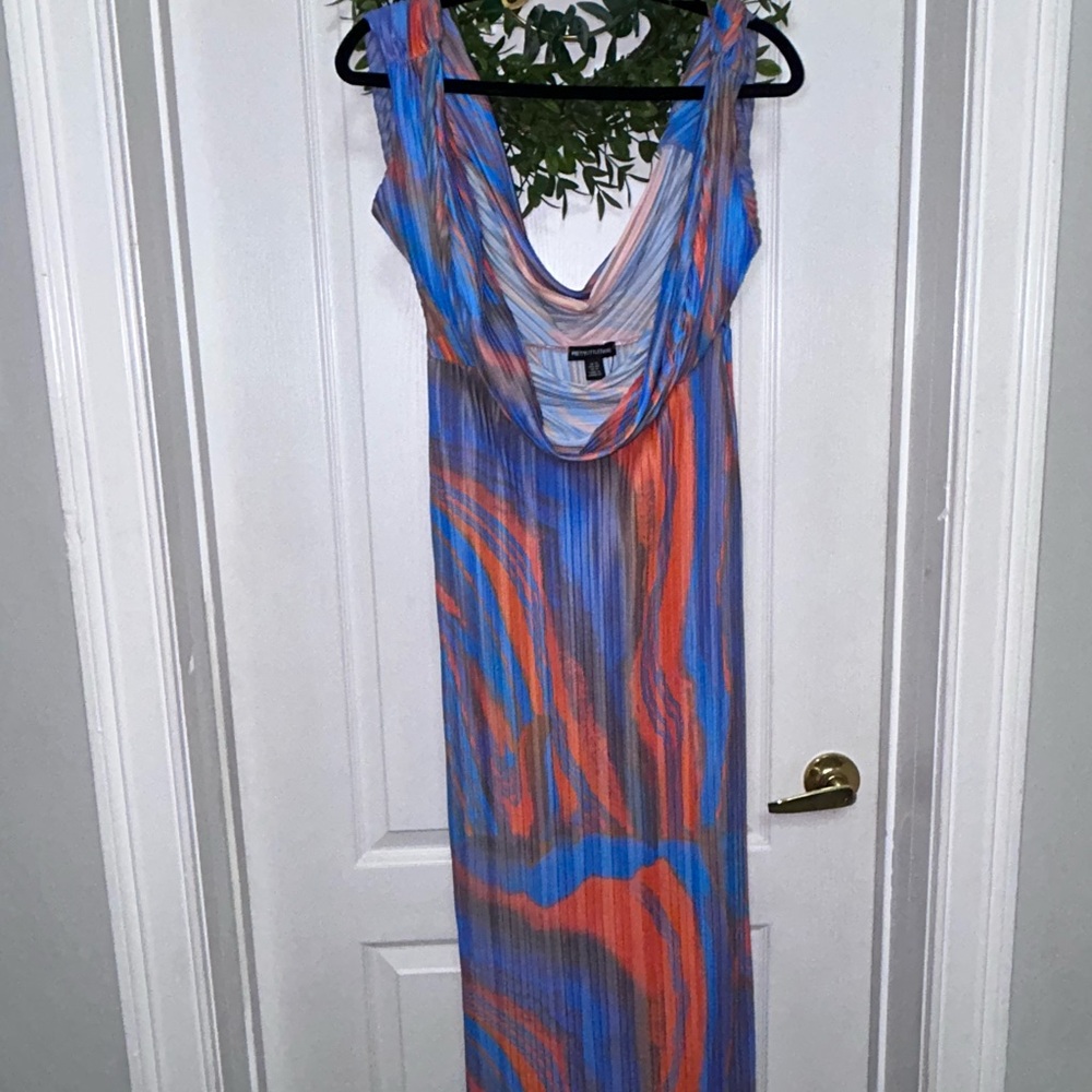 PrettyLittleThing Blue and Orange Maxi Dress